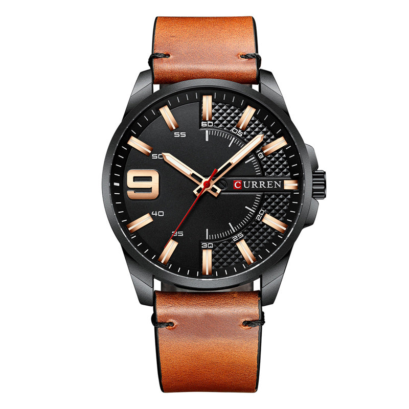 Men's Classic Leather Watch – Black Dial